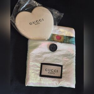 Gucci Beauty Ivory Heart Compact with Floral Pouch